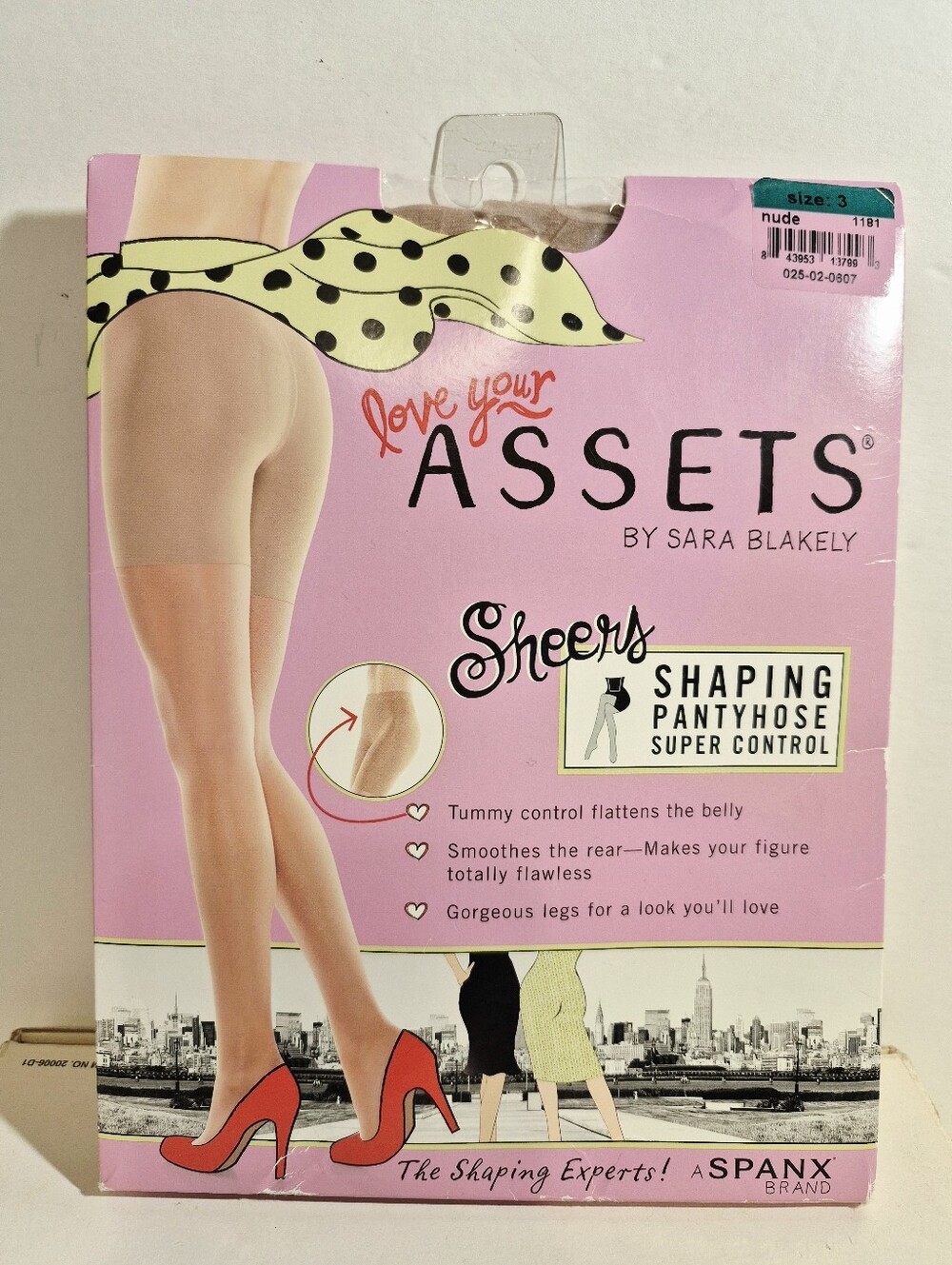 NOP Spanx Love Your Assets Control Shaping Sheer Nude Pantyhose Size 3
